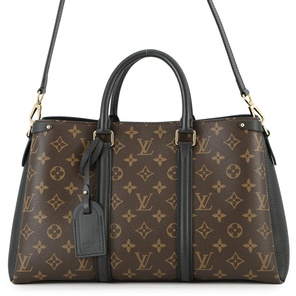 Louis Vuitton Monogram Macassar Brown Soufflot NV Handbag Shoulder Black